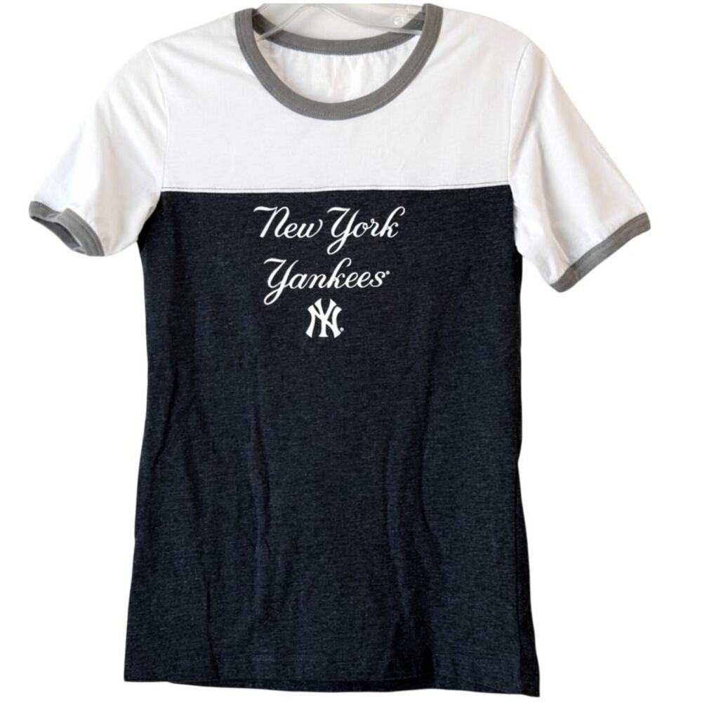 New York Yankees Tee Navy Blue White Gray XS